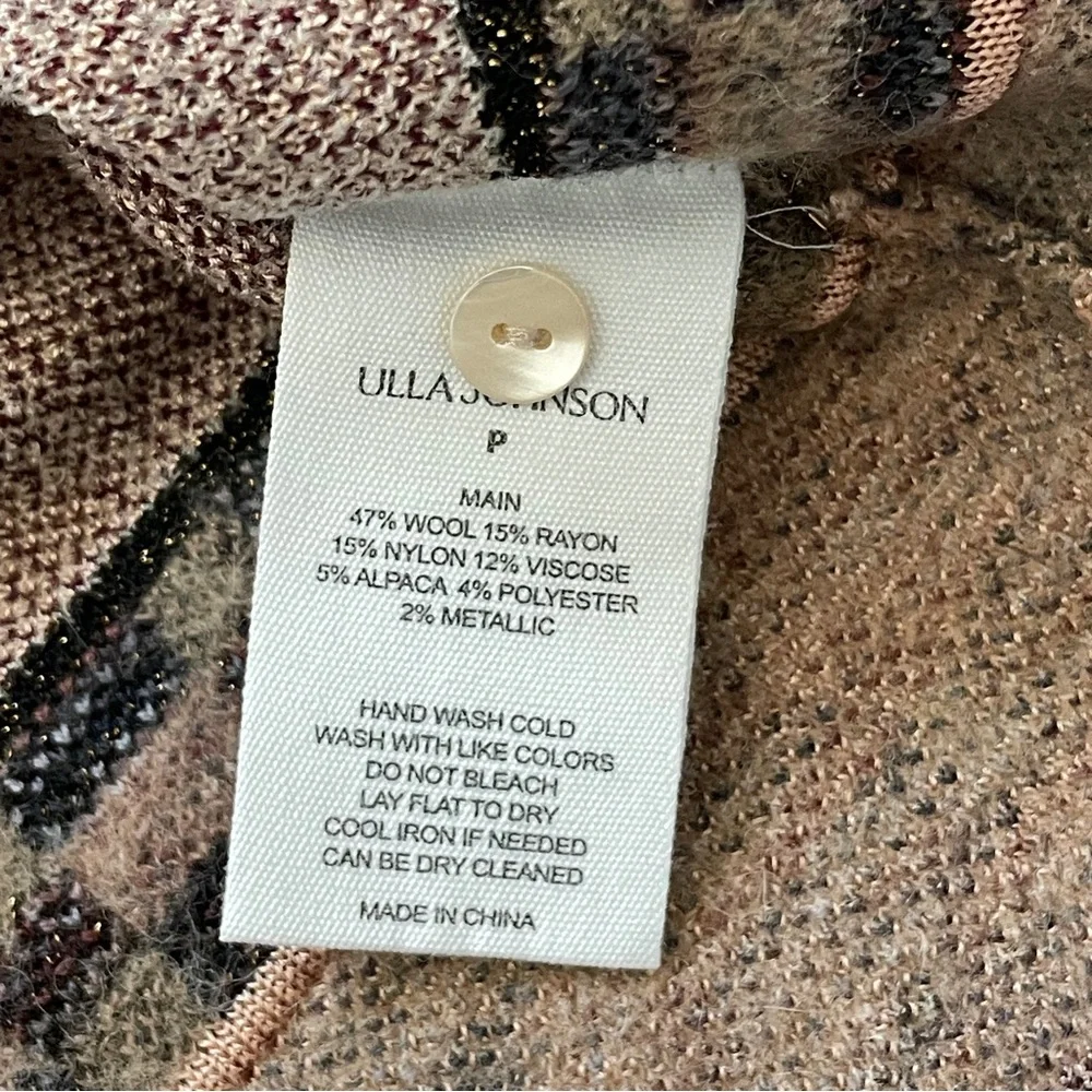 Ulla Johnson Beige and Brown Patterned Cropped Cardigan - Picture 6 of 7